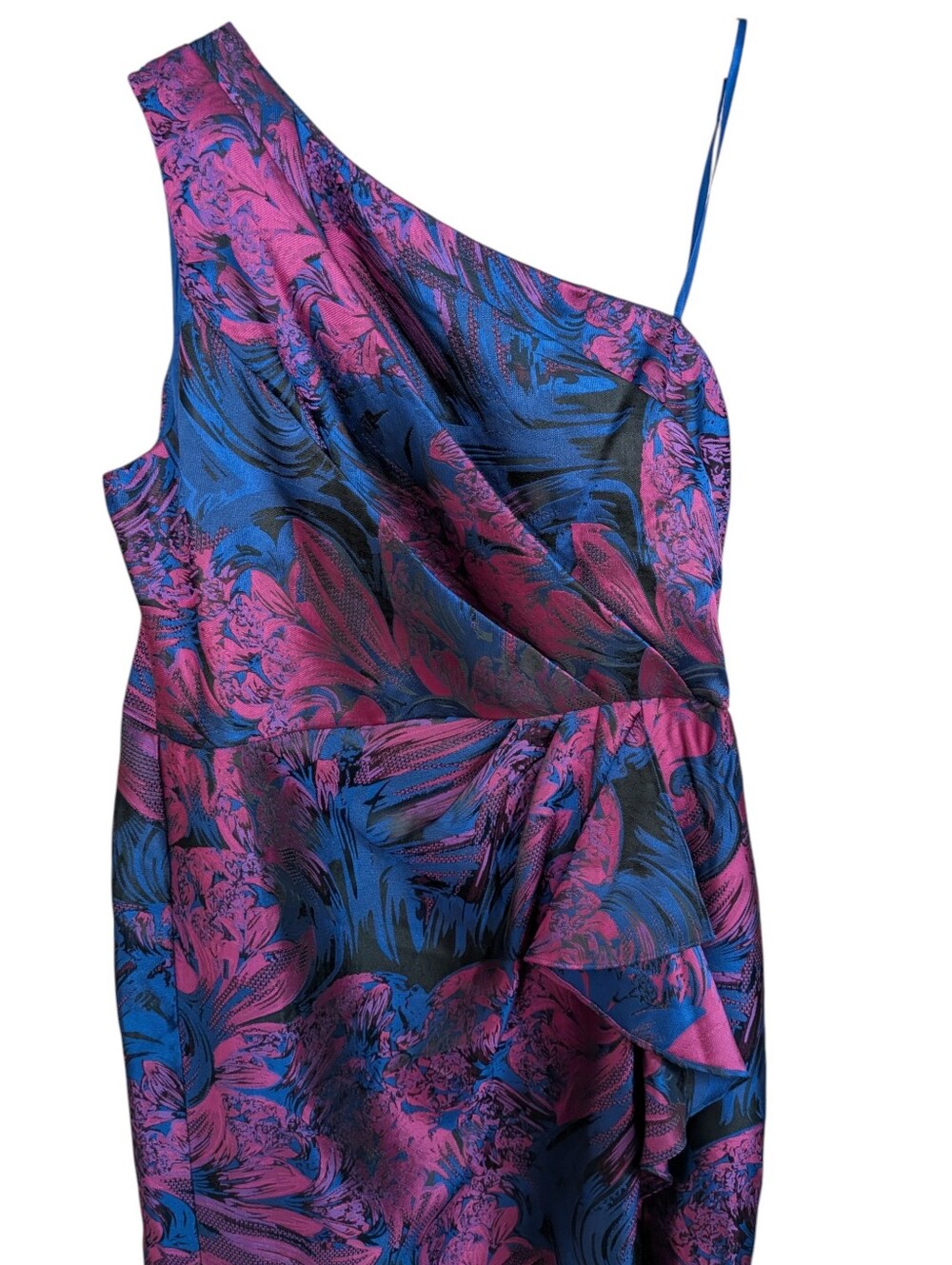 Adrianna Papell One Shoulder Jacquard Gown...Size 16 - Picture 6 of 9